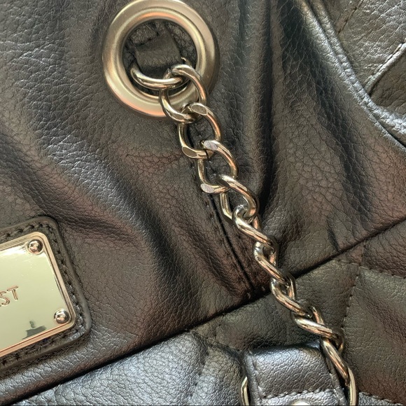 Nine West dark gray handbag w/ chain handles. - Picture 8 of 11